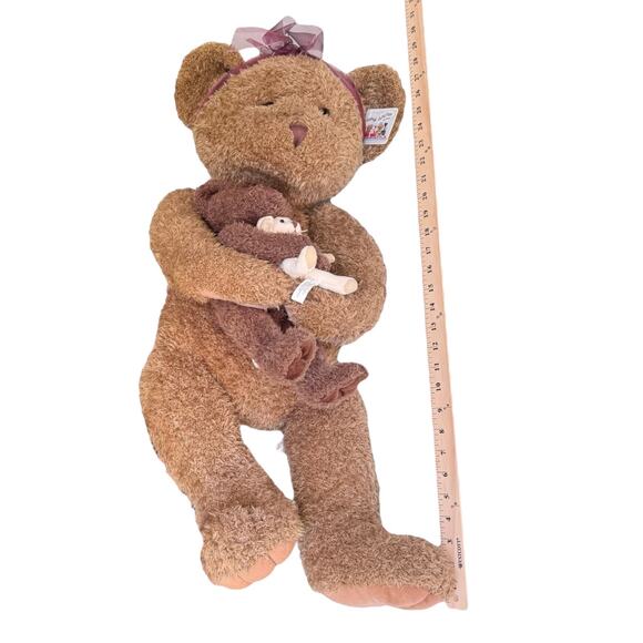 Russ Teddy Bear Set Mama Baby Cub Plush Brown Jumbo 30" Stuffed Animals 3 Bears - Picture 12 of 13